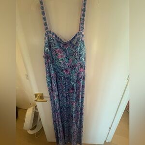 Lilly Pulitzer Blue and Pink Floral Maxi Dress